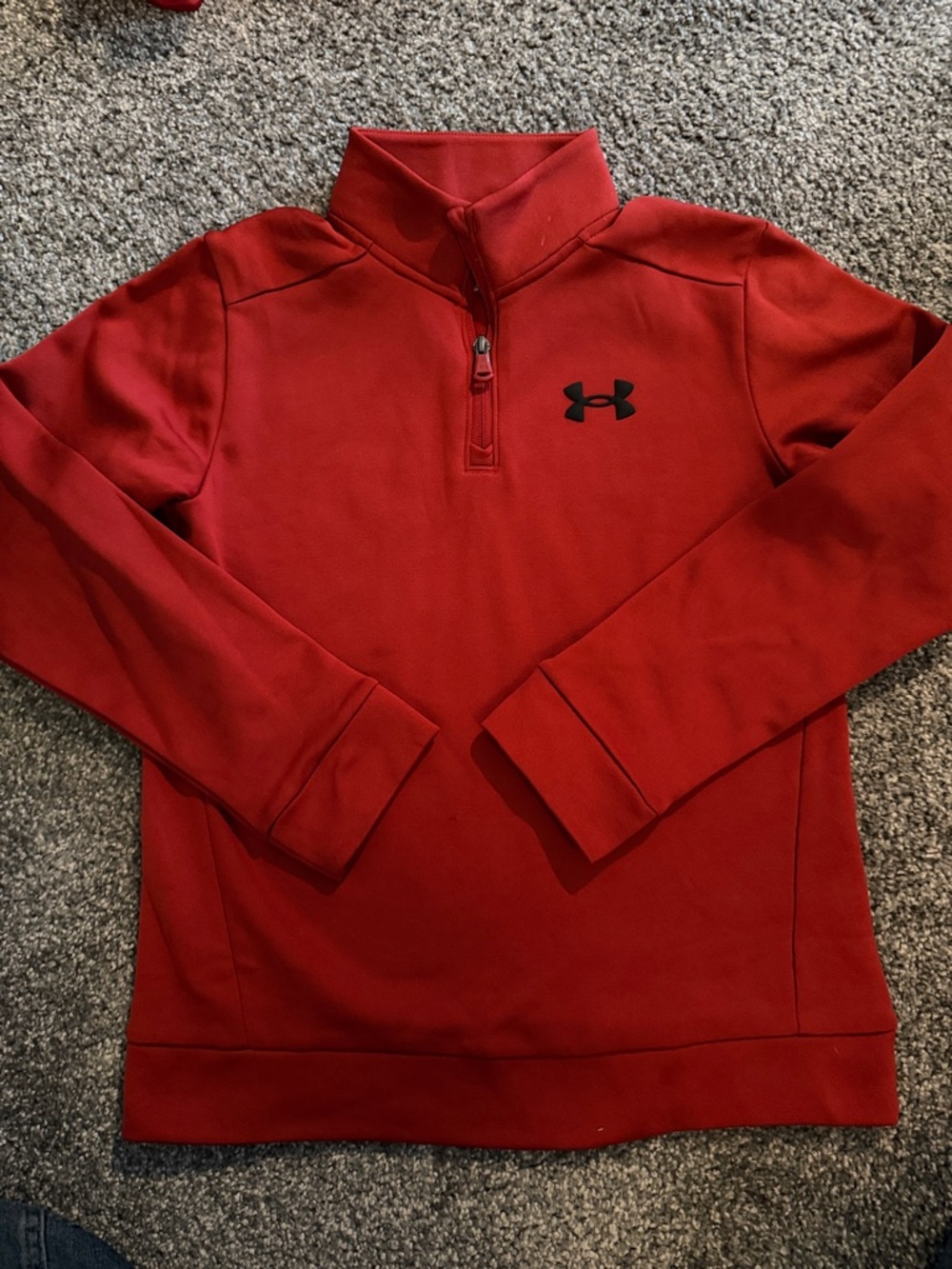 Under Armour Red Half-Zip Pullover with Black Logo boys medium